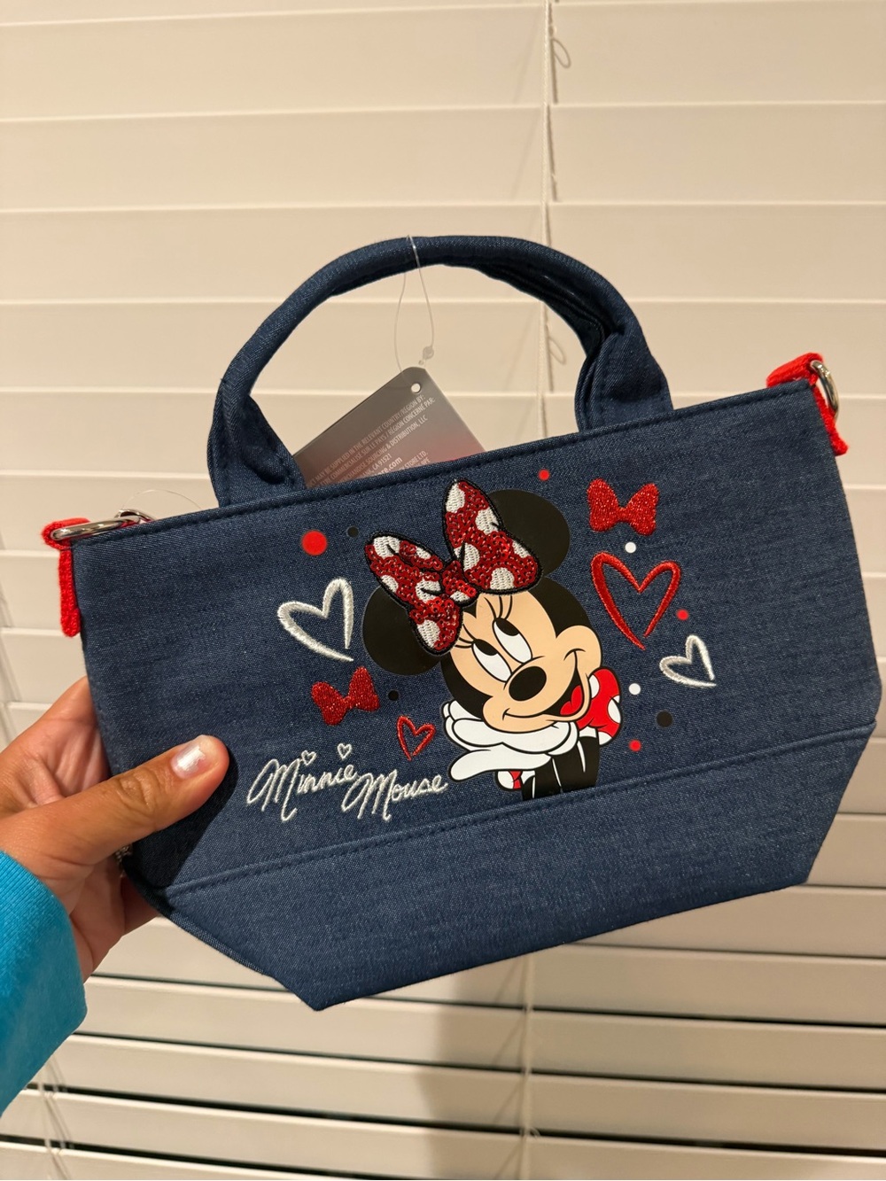 Disney Minnie Mouse Denim Mini Tote with Red Accents